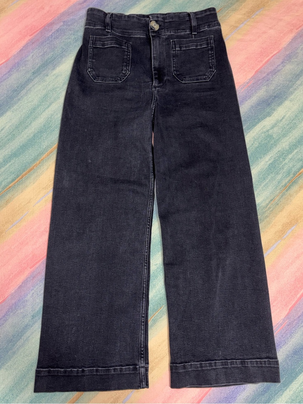 Anthropologie | Pilcro | Black The Skipper Wide-Leg High Rise Denim Jean size 28 - Picture 2 of 10